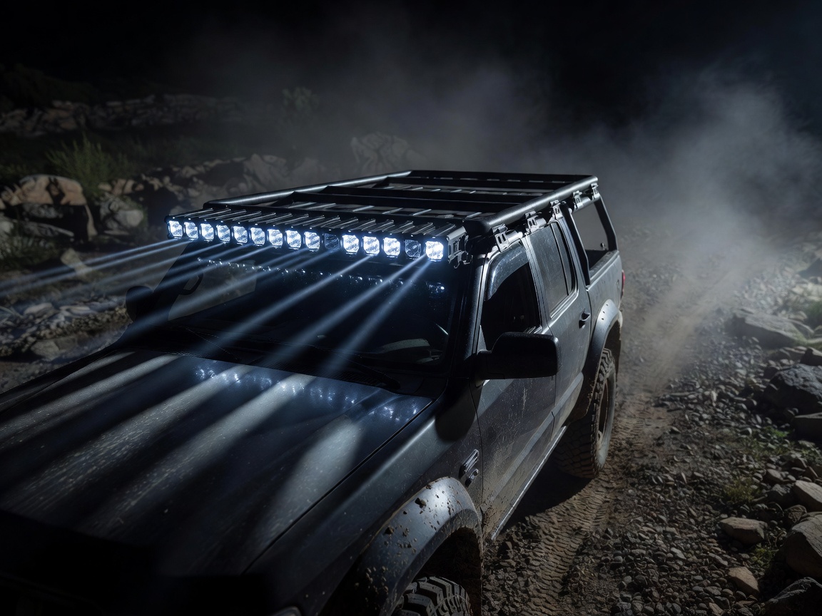 Tactical LED laser lightbar on roof rack